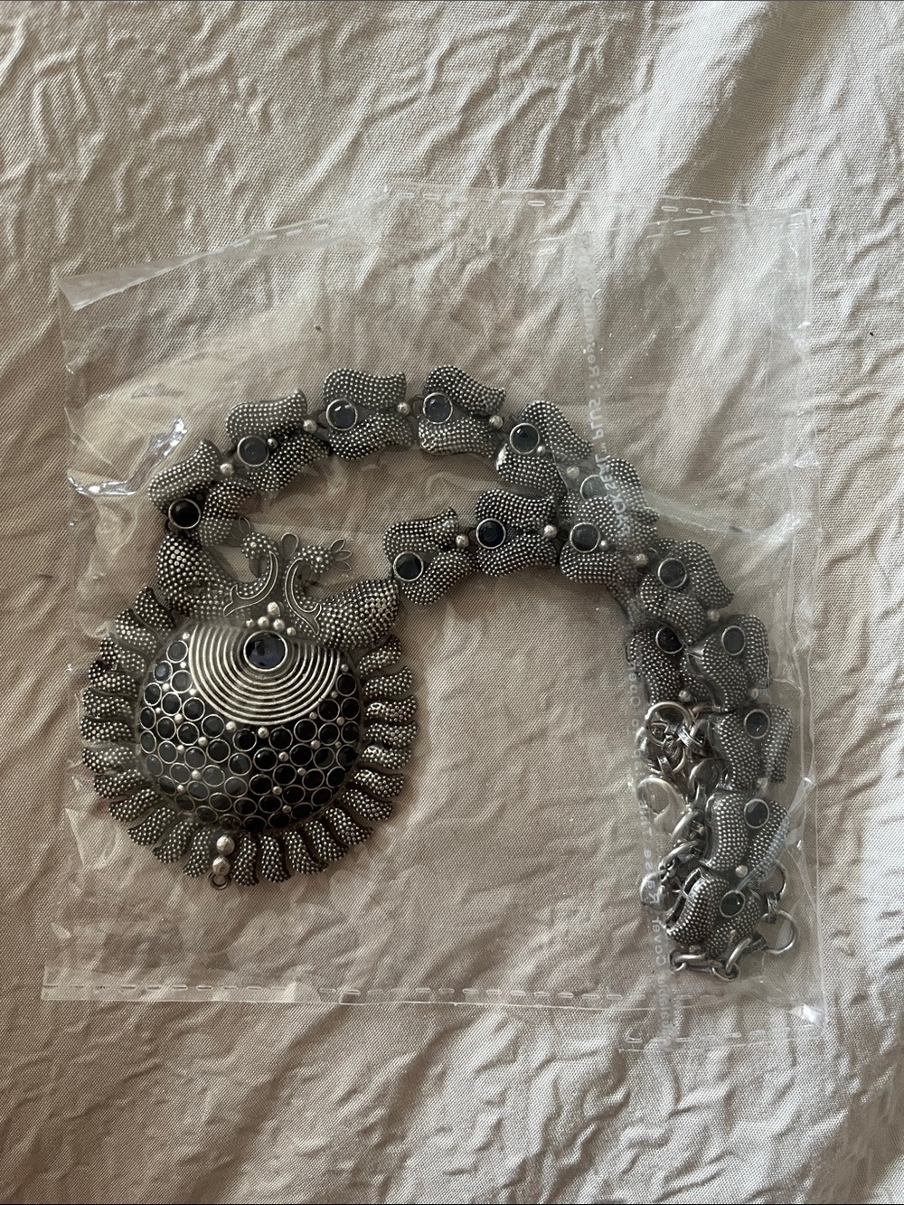 Boho Silver-Tone Statement Pendant Necklace